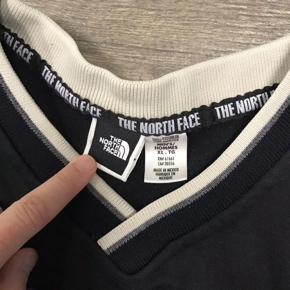 Vintage The North Face Pullover V-neck‎ Sweatshirt Black Ultra-Wick Men Size XL